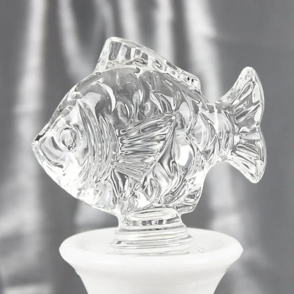 Crystal Fish Wine Bottle Stopper Mikasa Natures Catch Heavy Lead Crystal 5.25